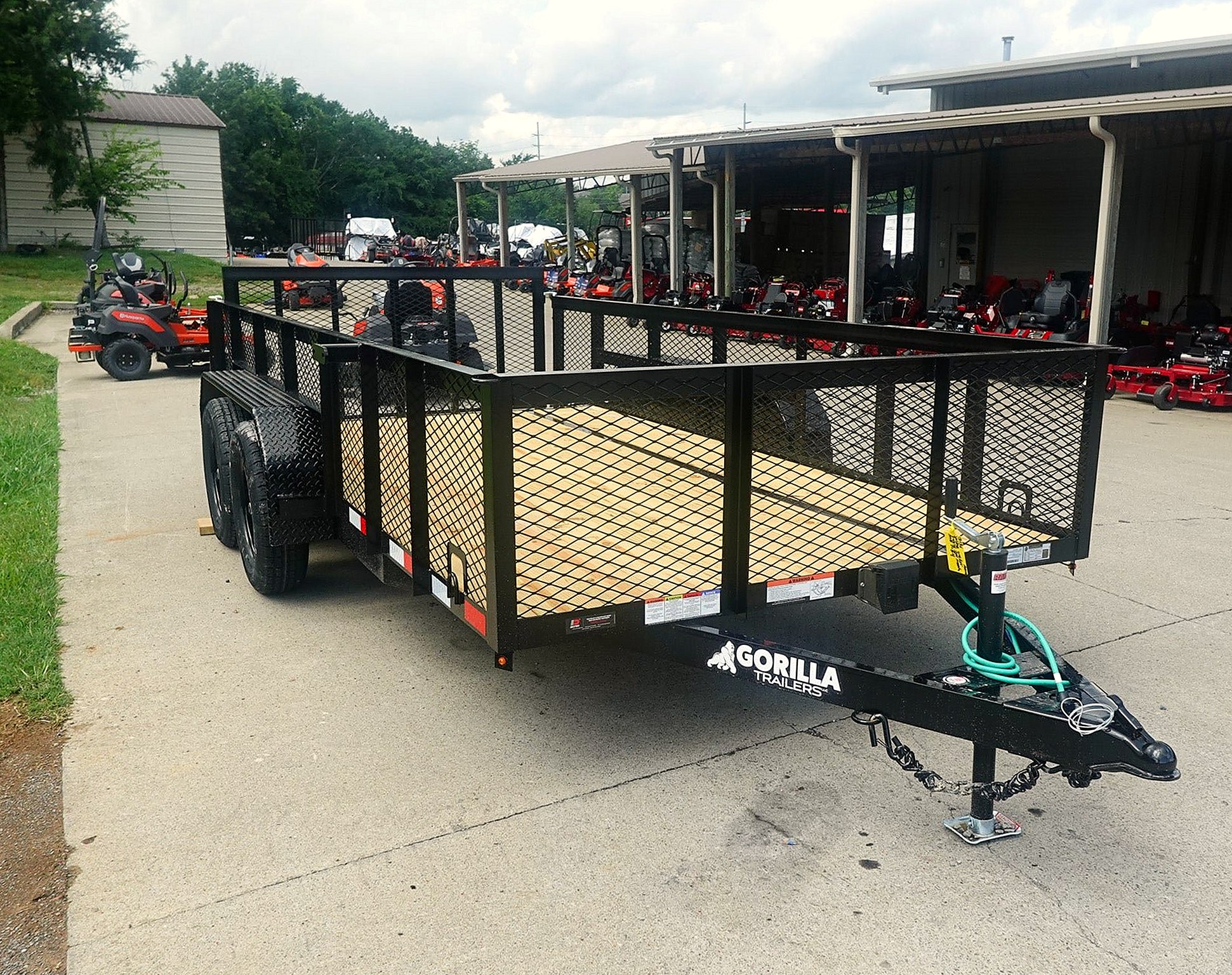 New Dovetail Utility Trailer with 2ft Mesh Sides (2) 3500lb Axle — 6.4x14
