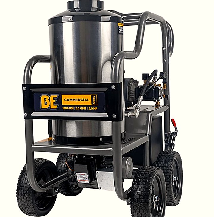 New BE HW152EA Hot Water Pressure Washer 1500 PSI 2.0 GPM TechTop Electric Motor